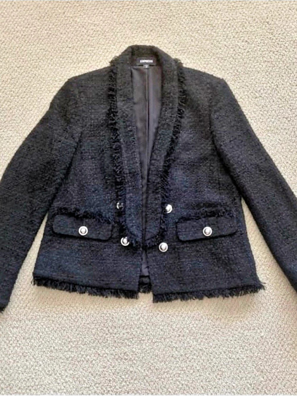 Express Black Fringe Blazer Size Medium